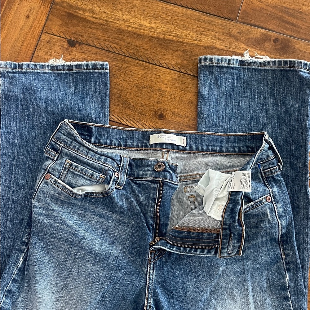 Vintage Levi’s 515 boot cut blue denim jeans size 8 short mid rise distressed 8p - Picture 9 of 16